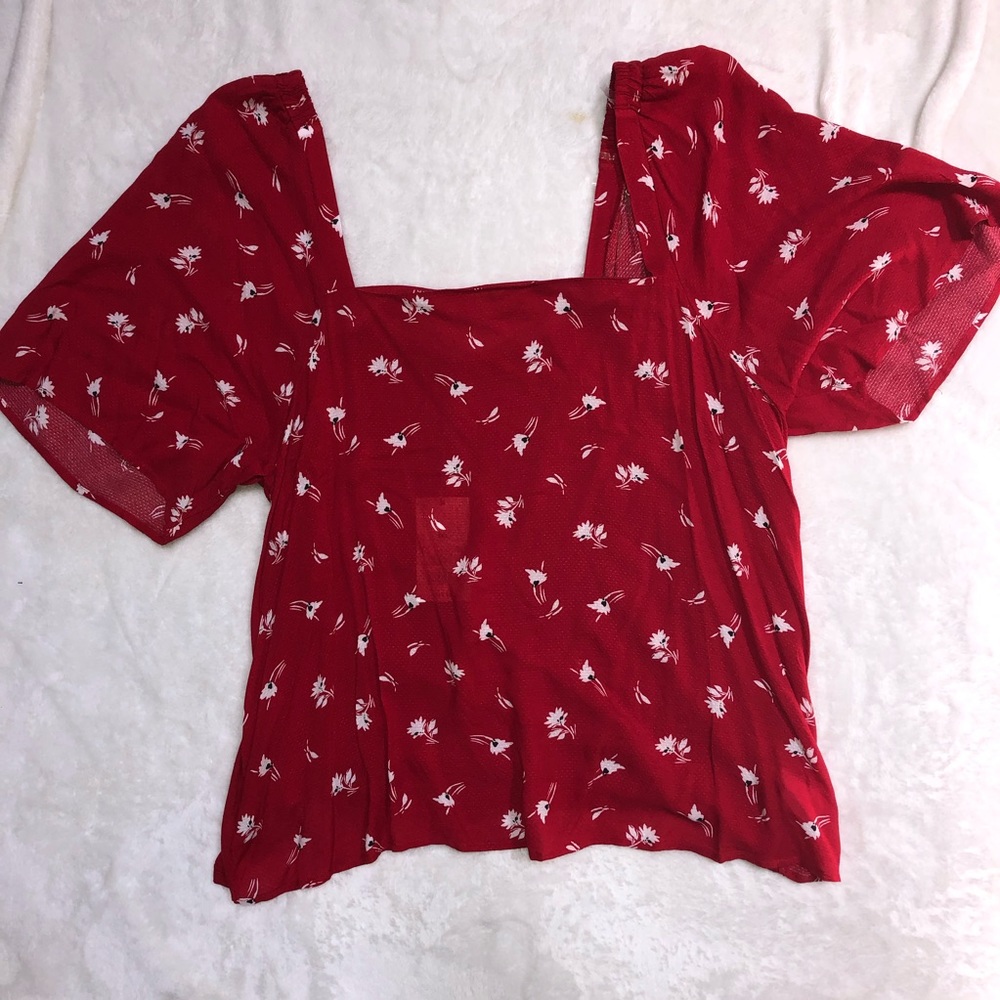 Floral Square Neck Top